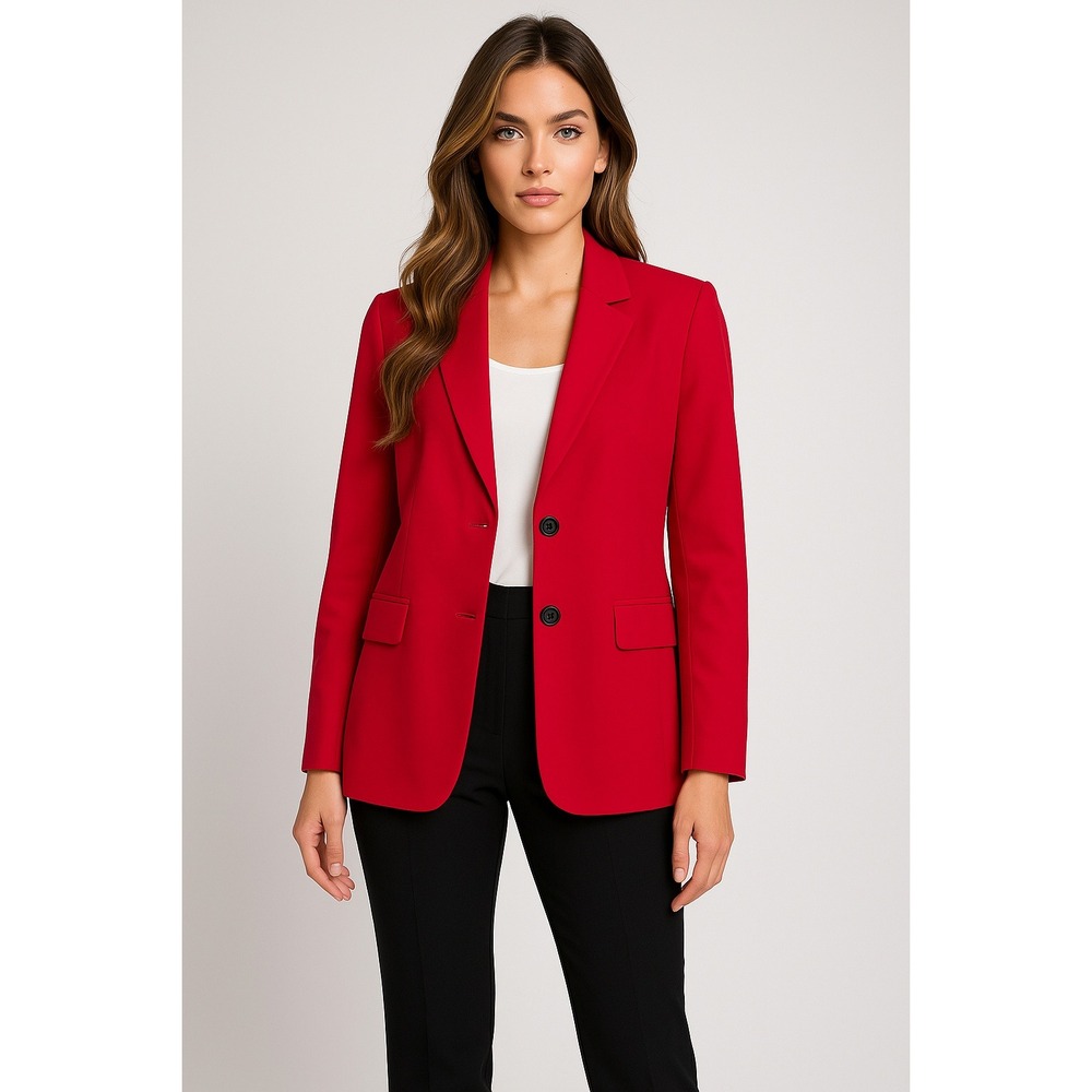 Anrabess Blazer Womens M Red Structured‎ Preppy Business Office Corporate Jacket
